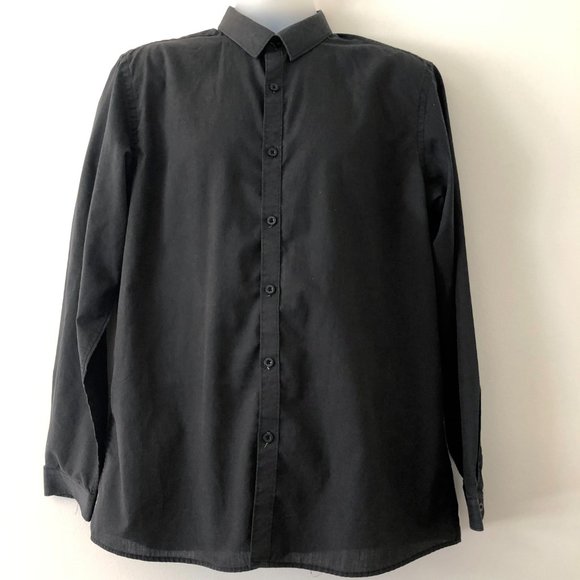 F&F Mens Long Sleeve Button Down Dress Shirt in Black Size Neck 16.5 - Picture 4 of 10